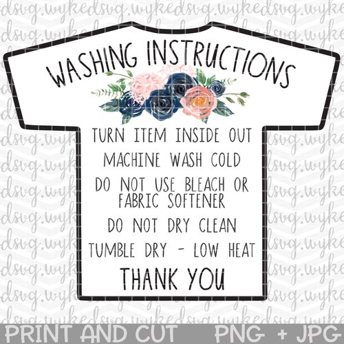 Printable Tumbler Care Card SVG PNG JPG Print and Cut Wash - Etsy