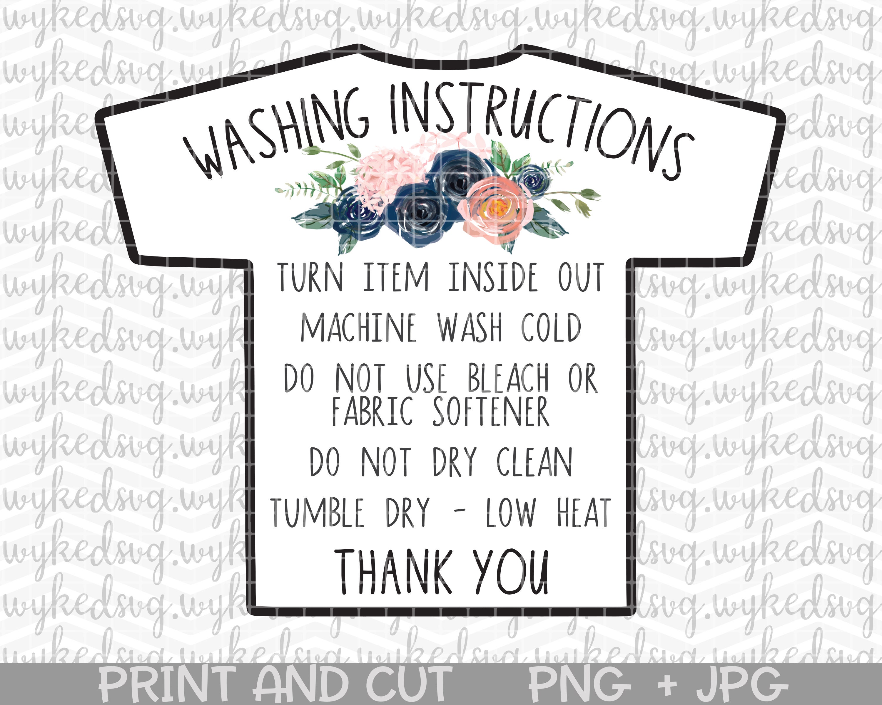 T-shirt Care Card Png Print and Cut Shirt Care Card Png | Etsy