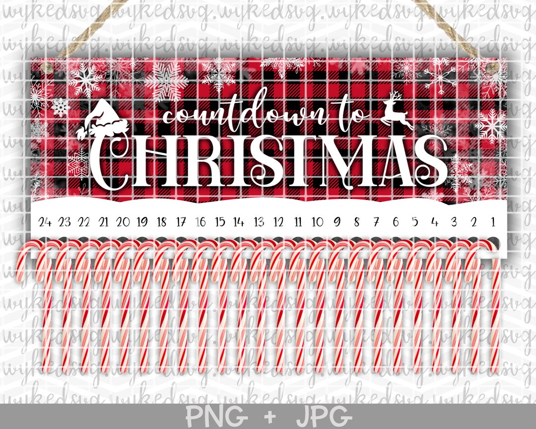 Candy Cane Countdown Png, Christmas Sublimation Design, Countdown to