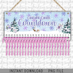 candy cane countdown png, christmas sublimation design, countdown to christmas, candy cane advent, days until christmas, digital template