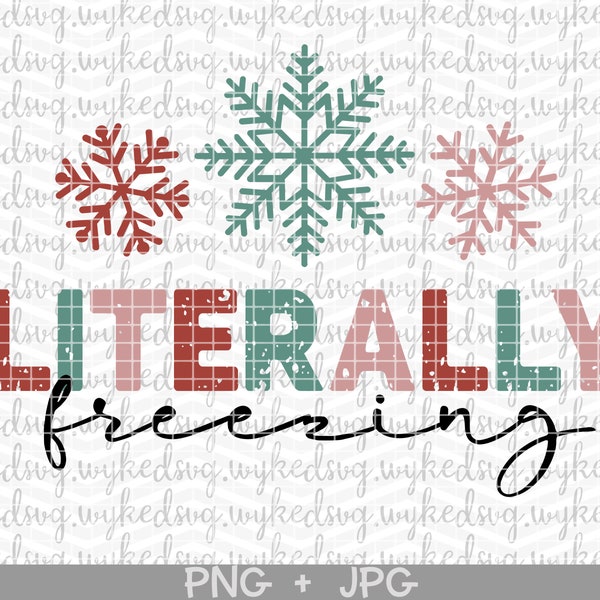 literally freezing png, sublimation designs, png files for sublimation, christmas png, retro pastel png, christmas clipart, snowflake PNG