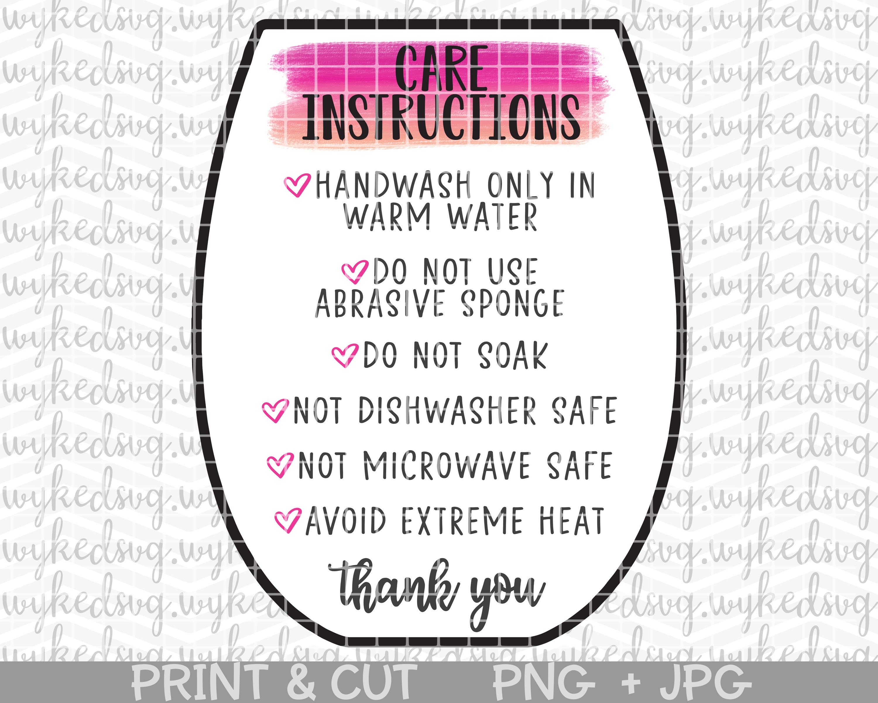 Cold Cup Care Cards, Cold Cup Care Instructions 