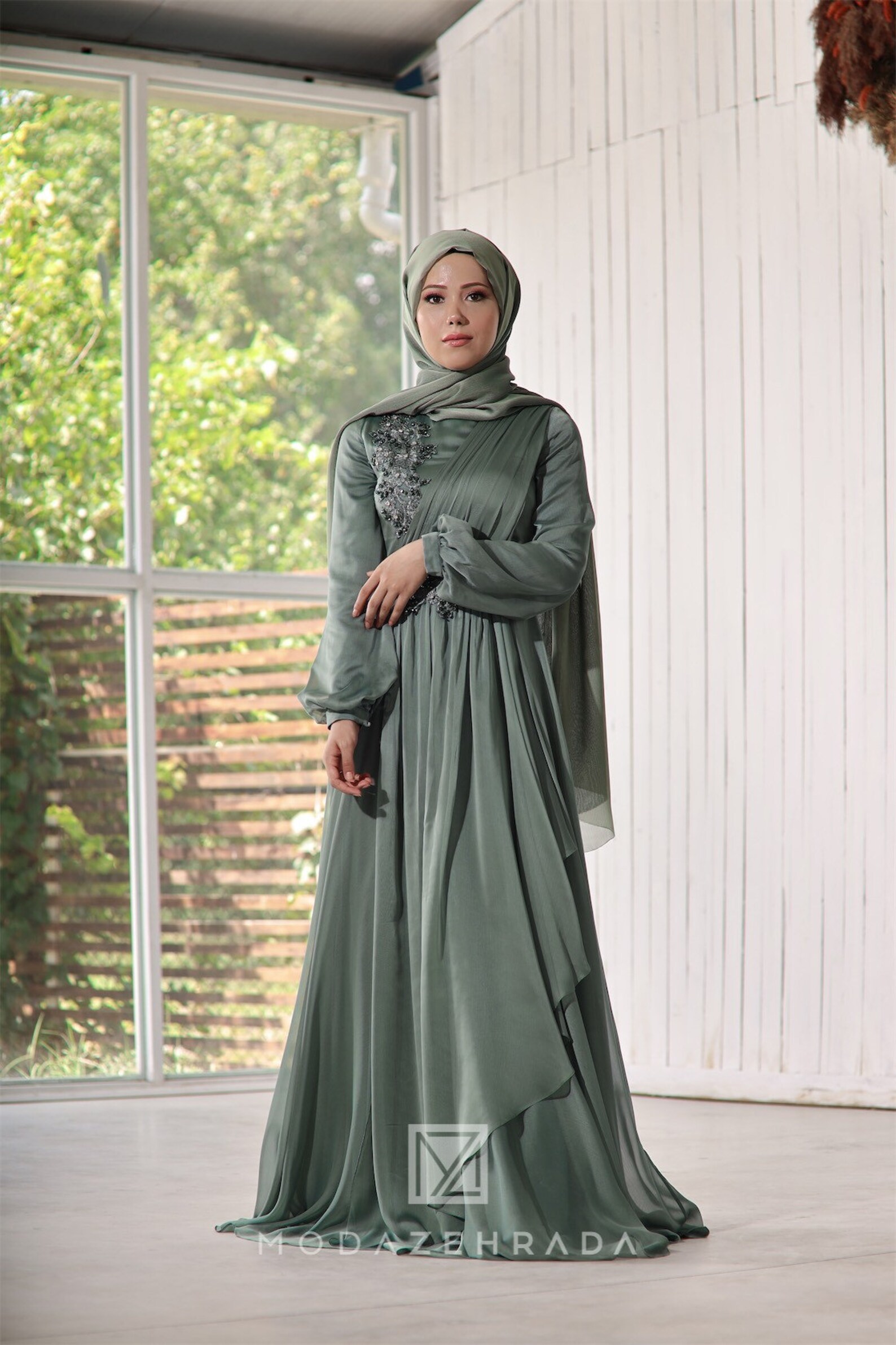 Muslim Wedding Dress Long Dress Evening Gown Long Sleeve | Etsy