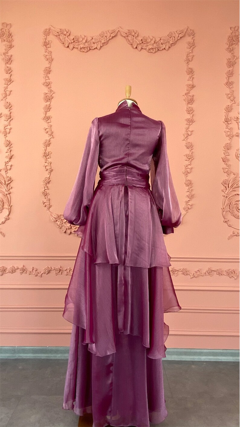 Bridesmaid Nikah Hijab Long Sleeve Maxi Dress Long Dress Islamic Dress Henna Engagement Evening Gown Lilac Muslim Wedding Dress