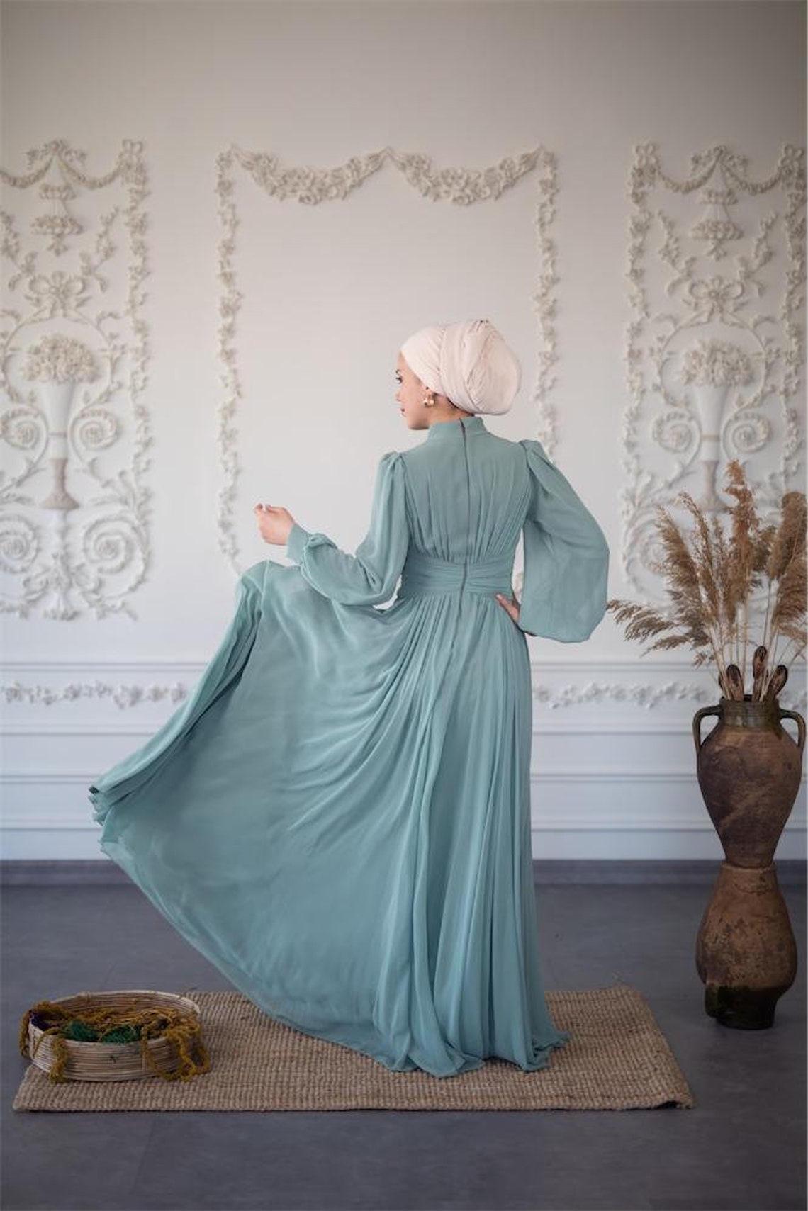 Mint Brautkleid Abendkleid lange Ärmel Brautjungfer | Etsy