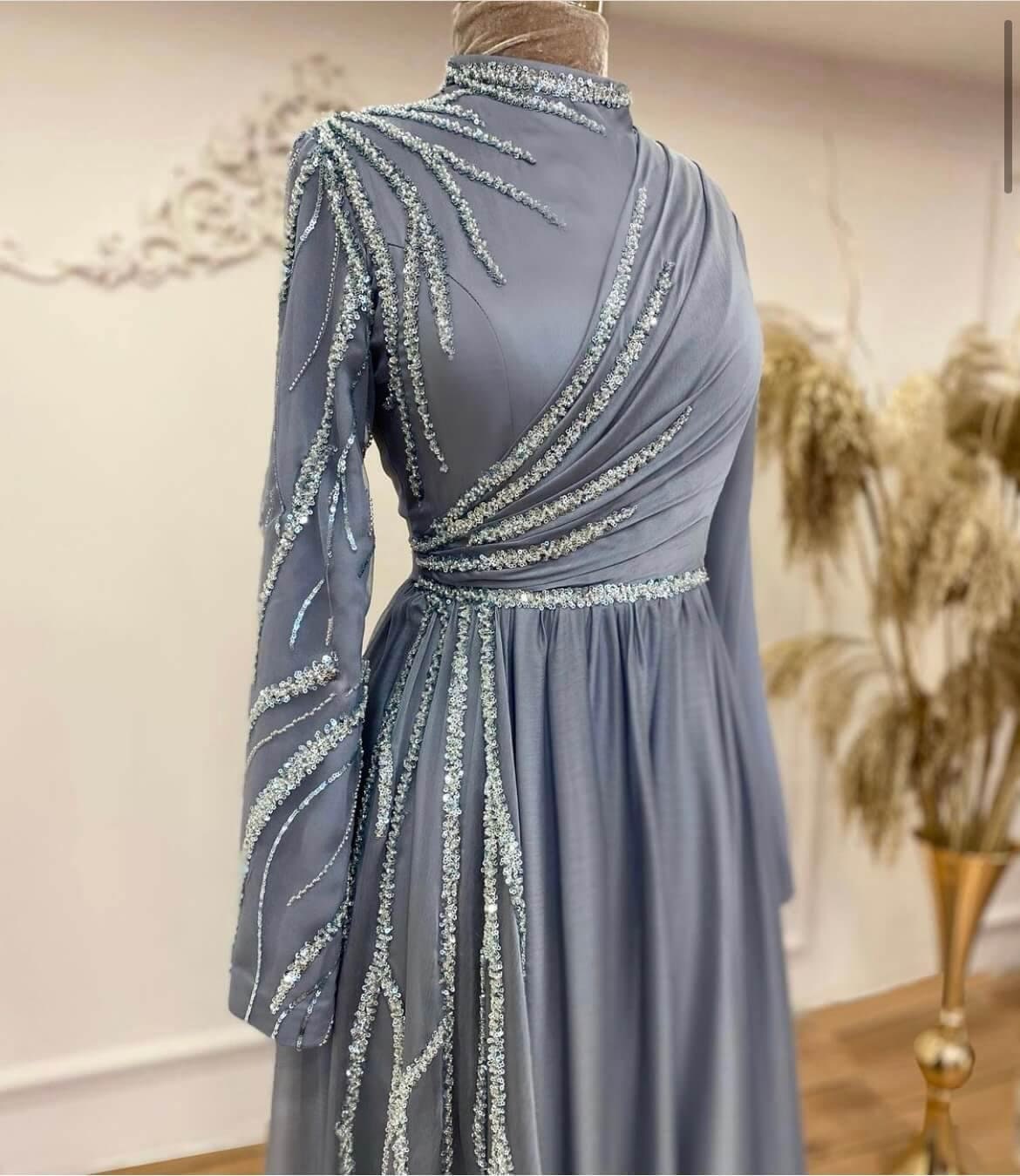 Elegant Evening Dress Muslim Wedding Dress Embroidered | Etsy