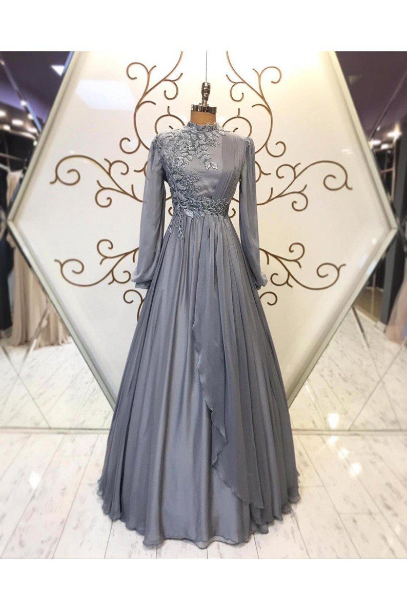 Islamic Dress Engagement Evening Gown Nikah Outfit Long Dress Henna Hijab Long Sleeve Maxi Dress Muslim Wedding Dress Bridesmaid
