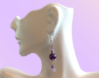 Amethyst and Silver Earrings, Natural Amethyst Earrings, Earrings for work, gifts for mom, gifts for women, casual earrings, dangle earrings