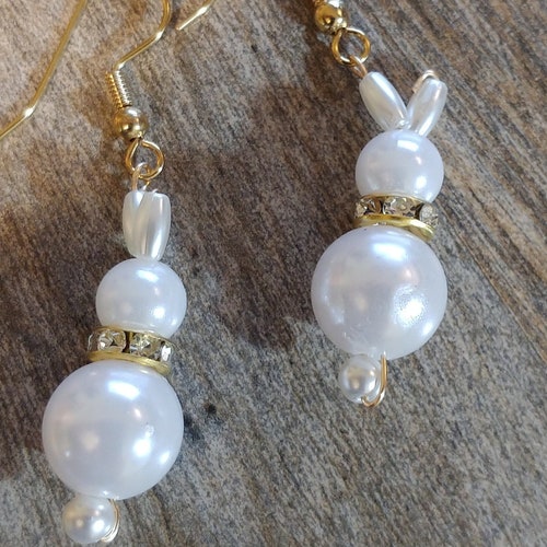 Freshwater Pearl Rabbit Earrings Easter Bunny Decor Jewelry - Temu
