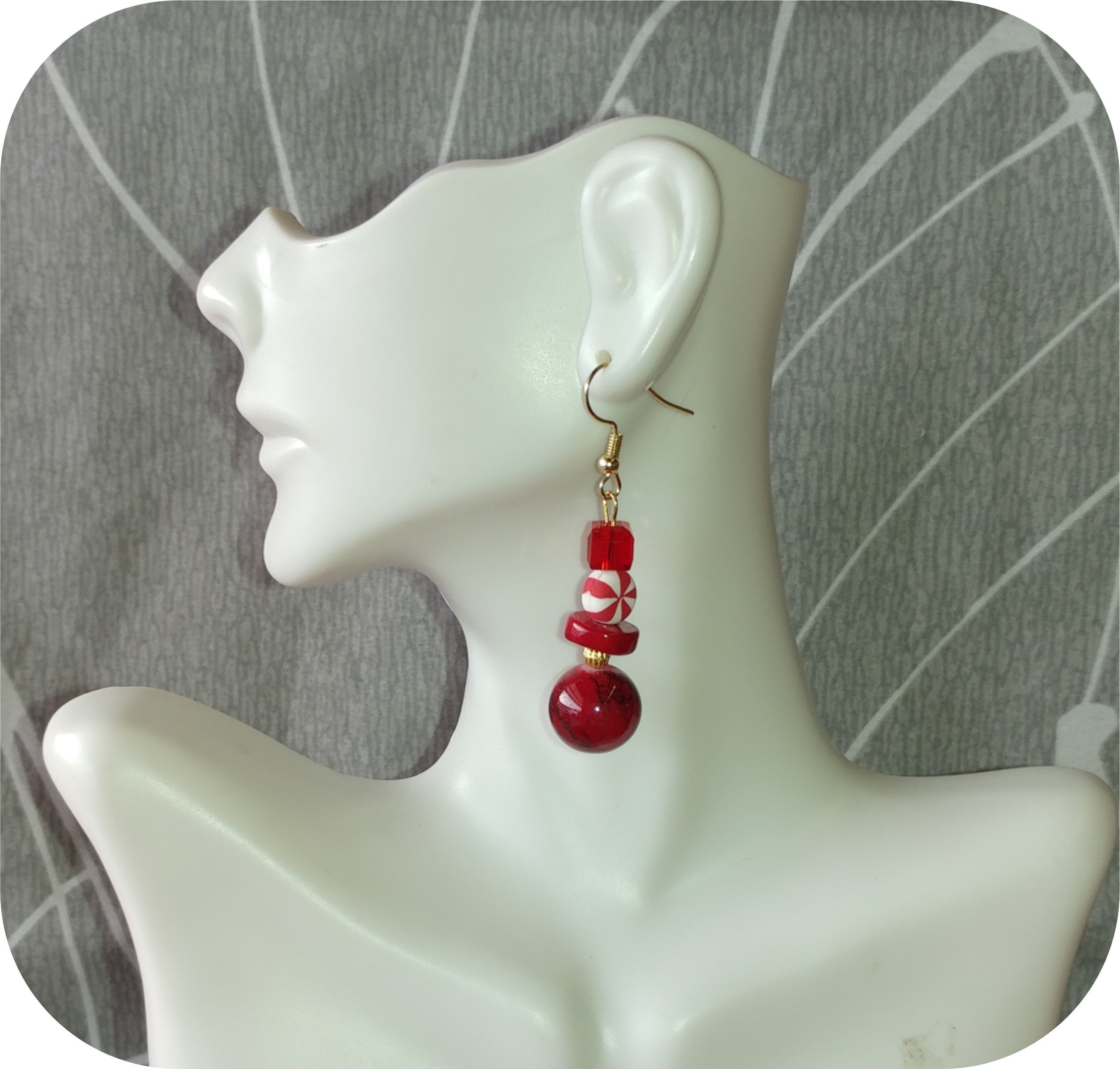 Christmas Red and White Peppermint Earrings Peppermint - Etsy
