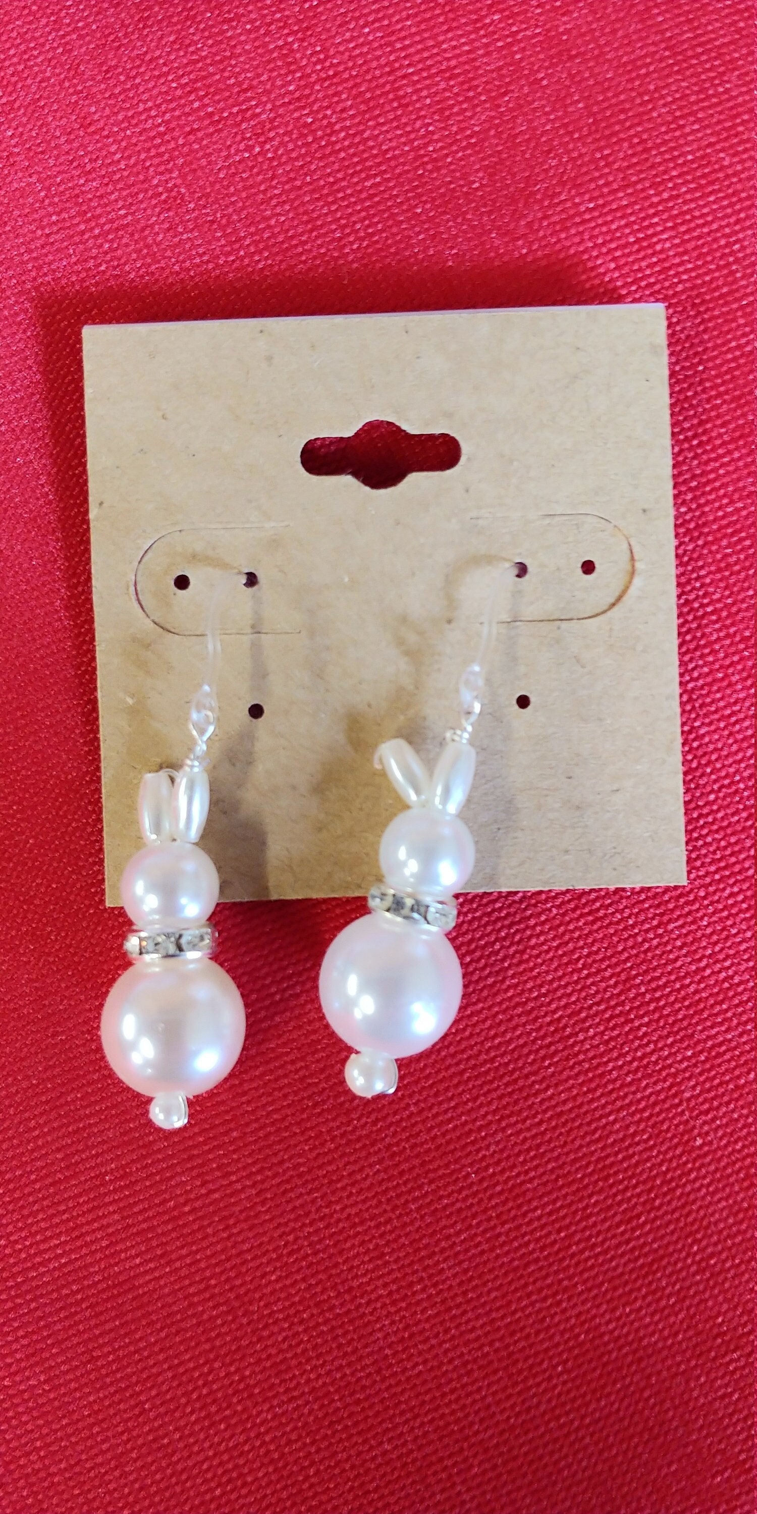 White Pearl Bunny Earrings Beaded Earrings Rabbit Earrings Etsy
