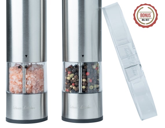 Electric Pepper and Salt Grinder Set Adjustable Coarseness Battery