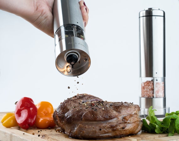 Modern Home Electric Salt Pepper Grinder Set Gourmet 12 Tall Stainless  Steel