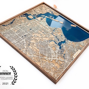 5th Anniversary Gift | Map of Any City in The World | Wood and Epoxy