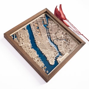 carte de New York | Bois et | époxy Expédition rapide