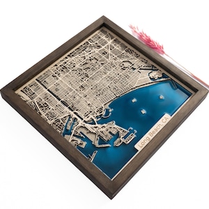 Mapa de Long Beach / Madera y epoxi