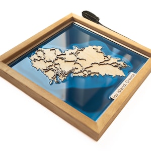 Ios Insel Karte | Holz und Epoxydharz