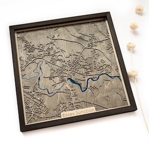 Mapa de Essex Junction / Madera y epoxi
