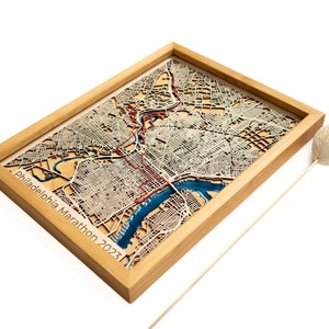Philadelphia Marathon Karte | Holz und Epoxydharz