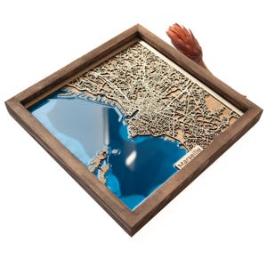 Kaart van Marseille | Hout en epoxy