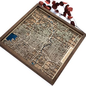 Mapa Oklahoma City | Drewno i żywica epoksydowa