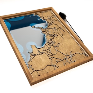 Mappa della Baia di Brasilito / Legno e resina epossidica