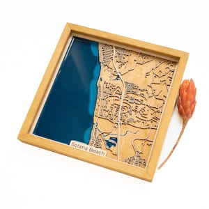 Carte de la plage de Solana | Bois et époxy