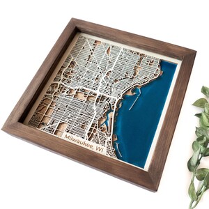 Mapa de Milwaukee / Madera y epoxi