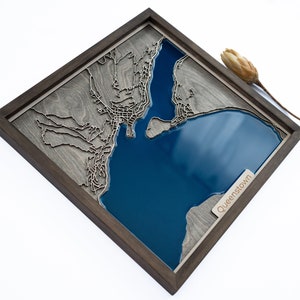 Queenstown Karte | Holz und Epoxydharz
