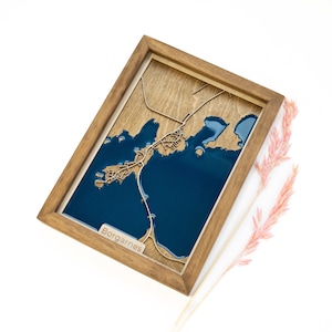 Borgarnes : carte | Bois et époxy