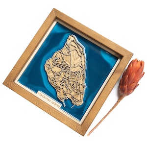 Mackinac Island Karte | Holz und Epoxydharz