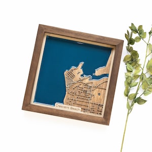 Mappa di Crescent Beach / Legno e resina epossidica