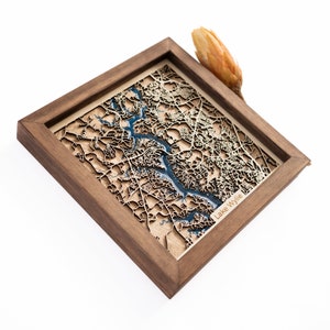 Mapa del lago Wylie / Madera y epoxi