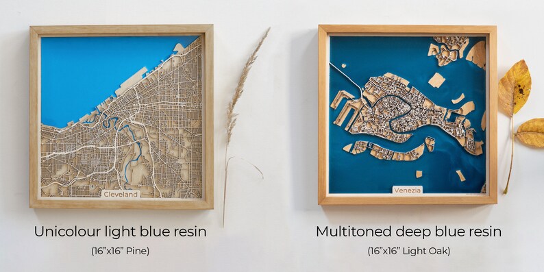 Wood and Epoxy Resin Sacramento Wood Map