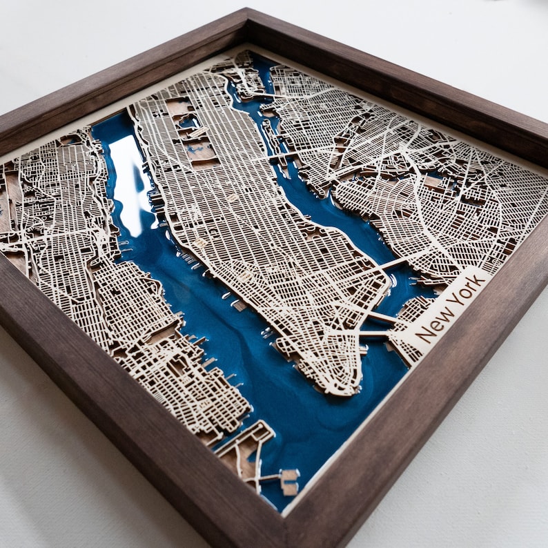 New York Wood Map Wood and Epoxy image 1