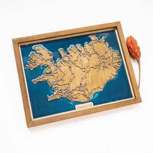 Mapa de Islandia / Madera y epoxi