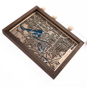Eau Claire-kaart | Hout en epoxy