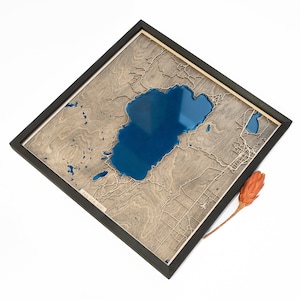 Mappa del Lago Tahoe / Legno ed Epossidica