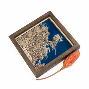 A Coruña Karte | Holz und Epoxydharz