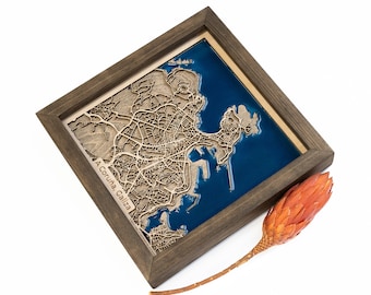 A Coruña Map | Wood and Epoxy