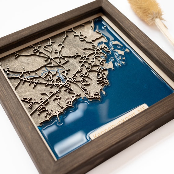 Kennebunkport Map | Wood and Epoxy