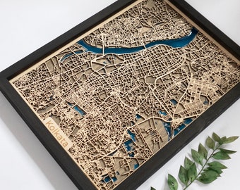 Kolkata Map | Wood and Epoxy