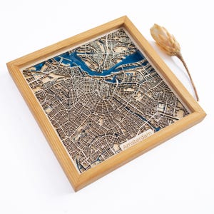 Carte d'Amsterdam | Bois et époxy