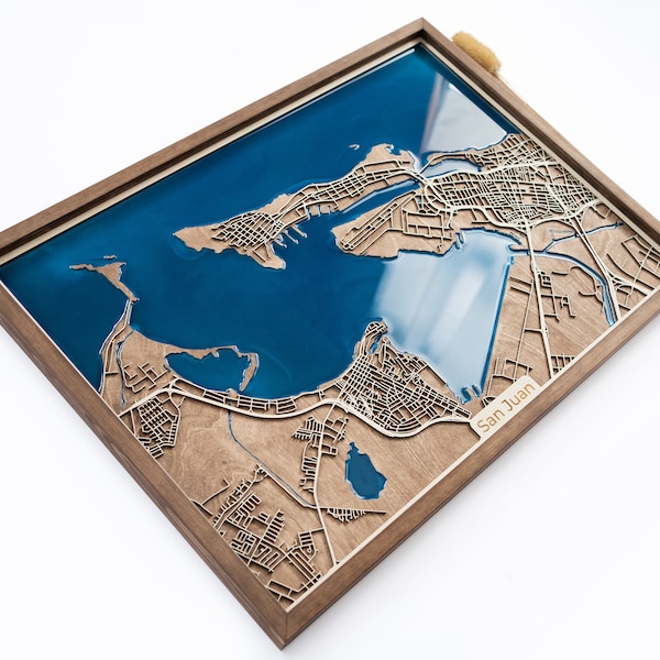 San Juan Map | Wood and Epoxy