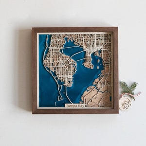 Woodcut Map Art | Custom City Wood Map | Wood and Epoxy