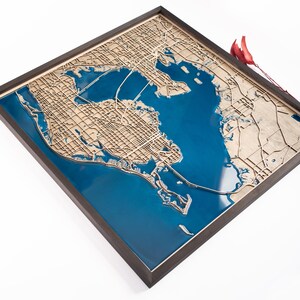 Houten kaart Tampa Bay | Hout en epoxyhars