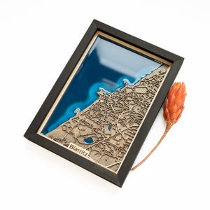 Biarritz Karte | Holz und Epoxydharz