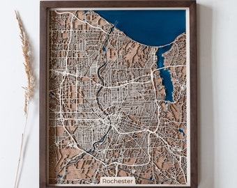 Rochester Wood Map | Wood and Epoxy Resin