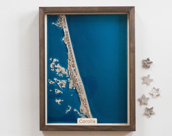 Wood Anniversary Gift | Unique Personalized Wooden Map with Epoxy Resin