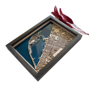 Mapa drewna Erie Pennsylvania | Drewno i żywica epoksydowa